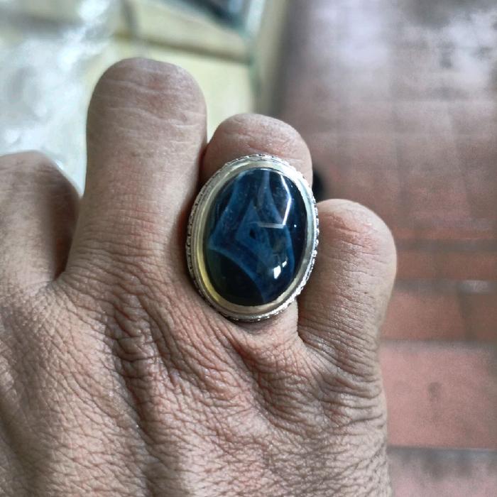 Batu akik semar mesem asli batu natural size jari no 7,5 rings alpaka super cincin akik