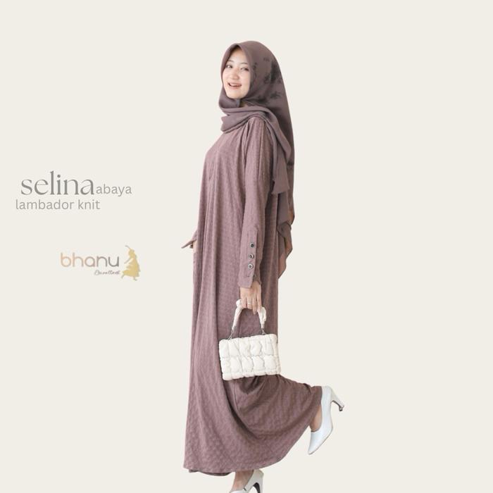 BHANU-Selina Abaya Lambador Knit Premium Abaya Wanita Muslimah Bahan Knit Busui Gamis_Dress_Abaya By