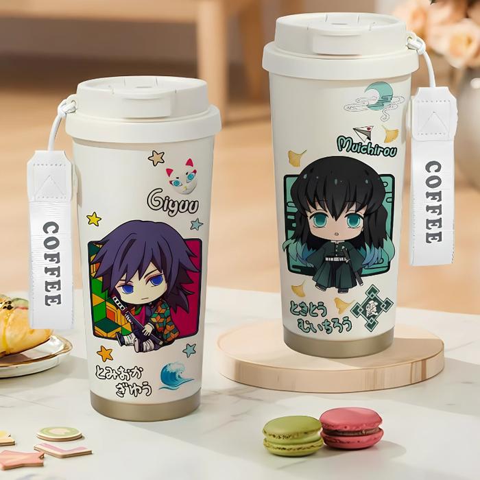 (HOT ITEM) Tumbler Chibi Demon Slayer Giyu Muichiro Tanjiro Nezuko Zenitsu Botol 500ml Stainless Ste