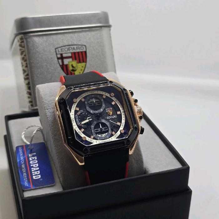(BISA COD) JAM TANGAN PRIA - LEOPARD SERI 3532 - TALI KARET - TANGGAL & CHRONO AKTIF - DIAMETER 4,5C