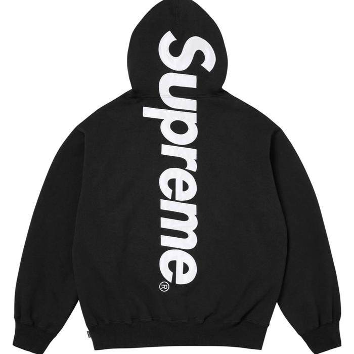 SUPREME SATIN APPLIQUE HOODED SWEATSHIRT FW25 BLACK HOODIE HITAM ASLI ORIGINAL AUTHENTIC