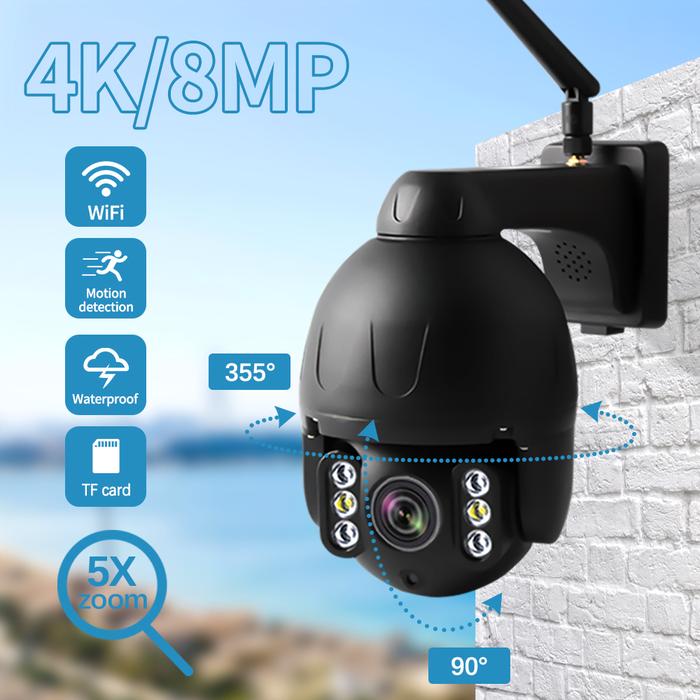 8mp 4k Wifi PTZ Camera Outdoor camera Security IP Camera 5X Zoom with