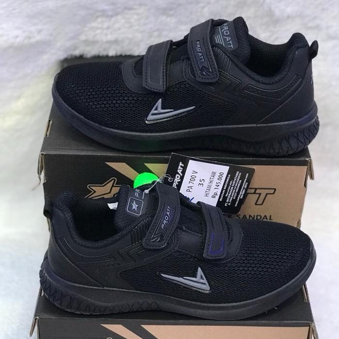 Sepatu Sekolah Pro Att P700 Ringan Lentur Hitam Putih Size 31/38 Cod Casual Shoes Snekers Black Kare