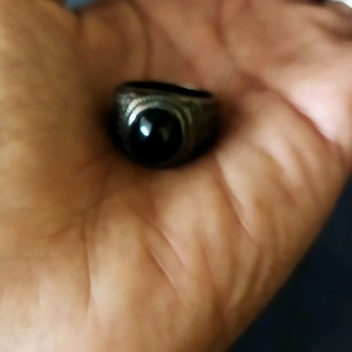kecubung Wulung natural  ring alpaka bakar  UK ring  7-8
