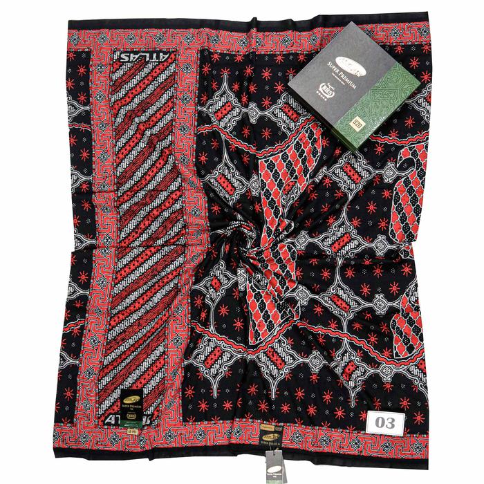 Sarung ATLAS Super Premium Gold S920 Motif PBC Varian Hitam Putih Warna Harga Terjangkau