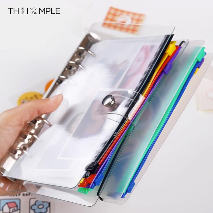 6 Ring A6/A5 ZIPLOCK BINDER /Zipper Pocket/Pocket Sleeves Binder /Filler Bag/ Loose leaf Bag-THIMPLE