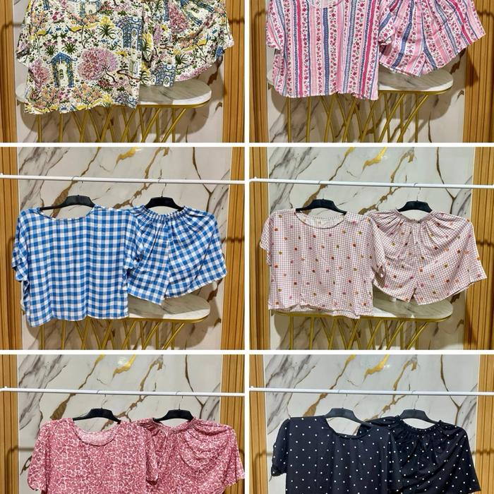 Setelan Celana Pendek Baby Doll Rayon