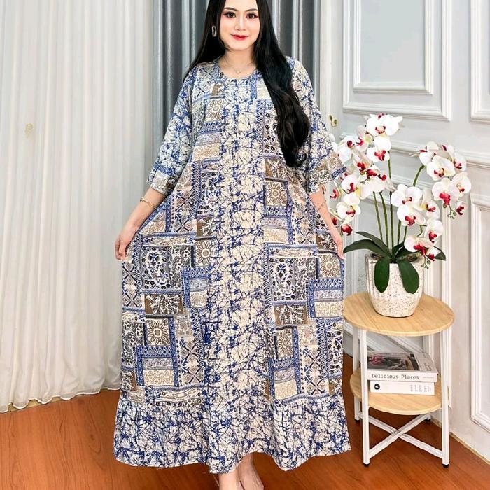 Dress Jumbo Daster Murah Frozen Ld 130 Resleting Busui Wanita