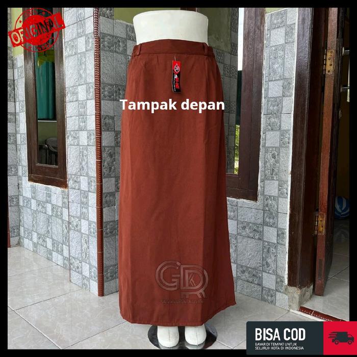Rok Warna Merah Bata Jumbo Panjang untuk Sekolah Kerja Kuliah Sma Smp Pesantren BB 100kg Rok Maxi Ku