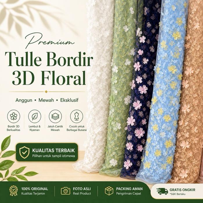 Kain Tulle 3d kembang
