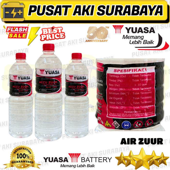 AIR AKI BIRU AKI MERAH YUASA AIR ACCU ZUUR 1000 ML 1 LITER AKI BASAH