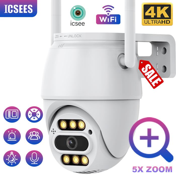 CCTV Camera 8MP Outdoor PTZ Camera 5X Digital Zoom Color Night Vision