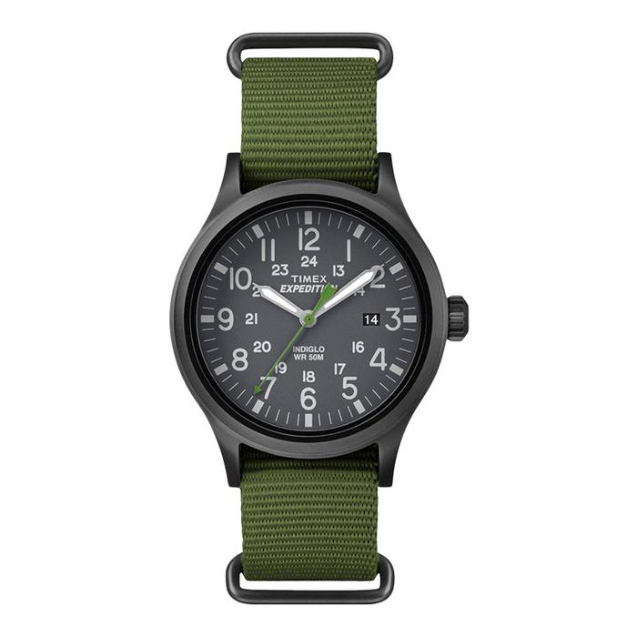 Jam Tangan Pria Timex Expedition Scout TW4B04700 Indiglo Black Dial Green Nylon Strap