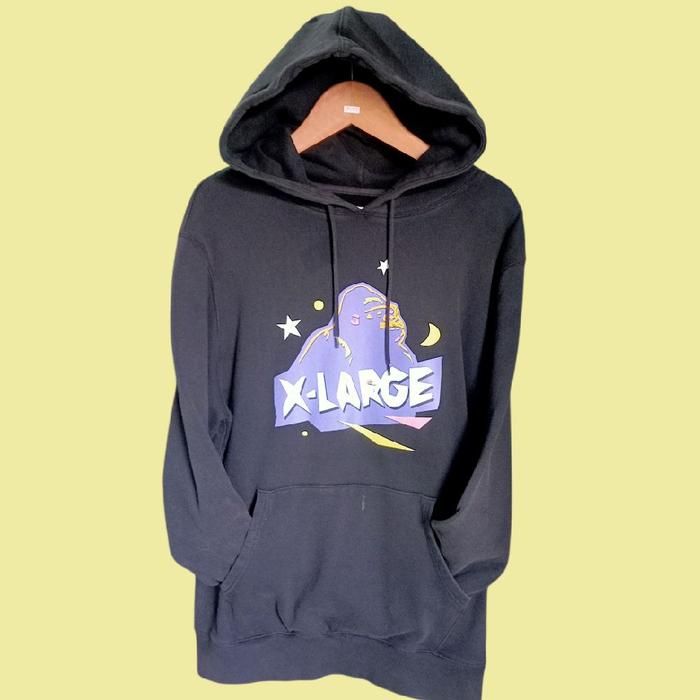 Kingkong Hoodie Jumper Unisex Logo X-Large Hitam Nyaman untuk Penggunaan Sehari-hari dengan Desain U