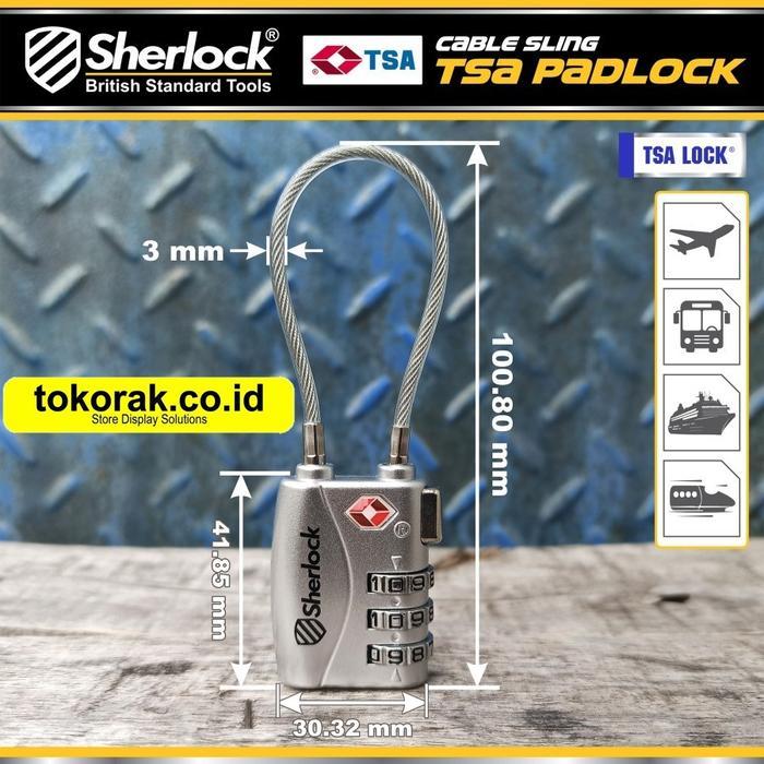 Gembok Tsa Tali Silver Sherlock Gembok Koper Kabel Slink Brass Padlock