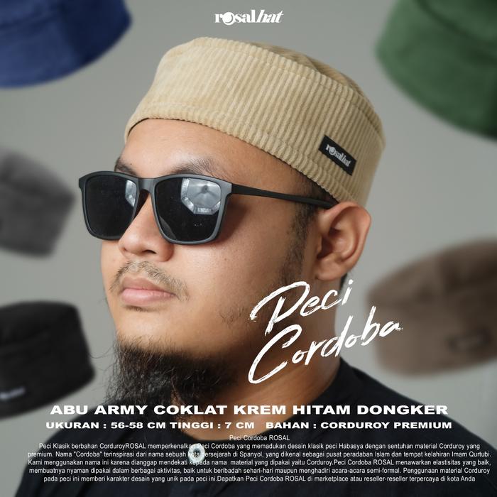 Rosalhat Peci Rosal Cordoba Kopiah Klasik Khas Habasya Bahan Corduroy Topi Muslim Pria Dewasa