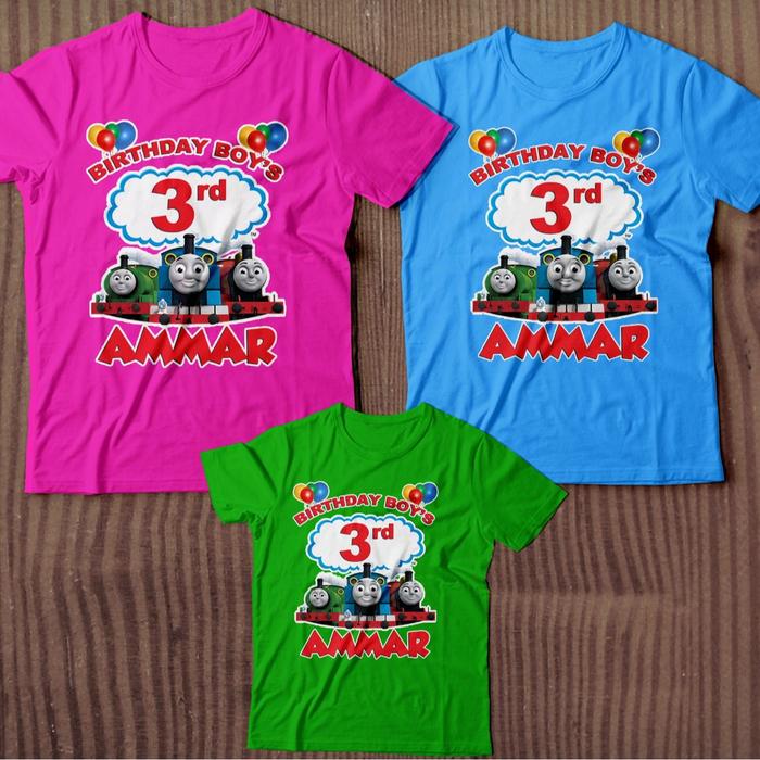 Kaos KERETA THOMAS bahan lembut tebal dan adem FREE tambah foto dan nama / kaos thomas anak / baju t