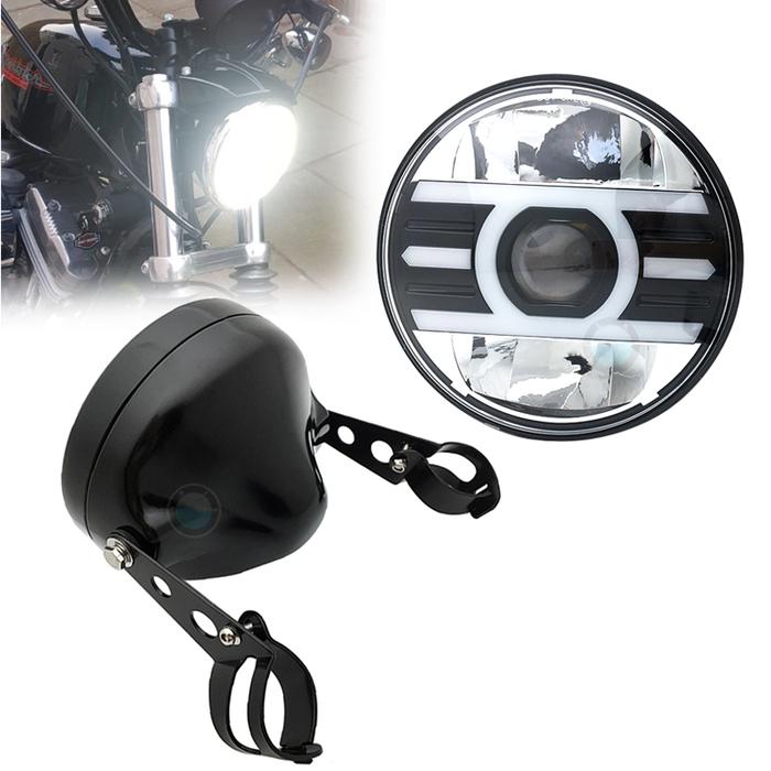 Universal 7 Inch 60W DOT SAE E9 Motorcycle Moto Headlamp angle eye