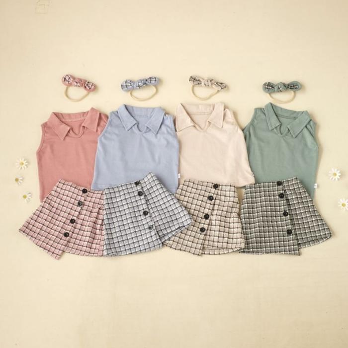 Top Setelan bayi Zee Jkt48 bahan katun knit bonus headband 0-12 bulan