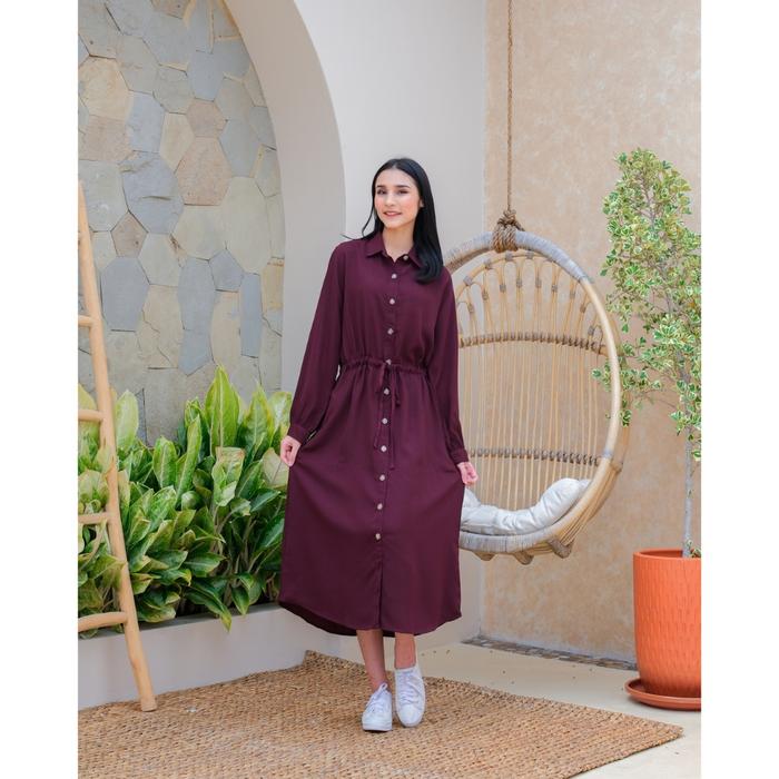 RILLEY-Tunik Malva Pakaian Wanita Muslim Midi Dress