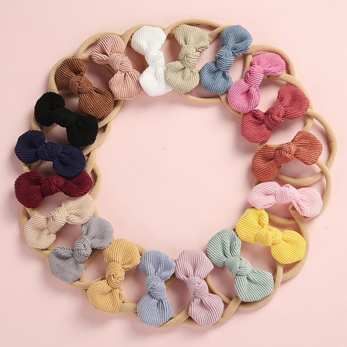 MengNa 36pc/lot Hand Tied Corduroy Bow Headband or Hair Clips, Girls