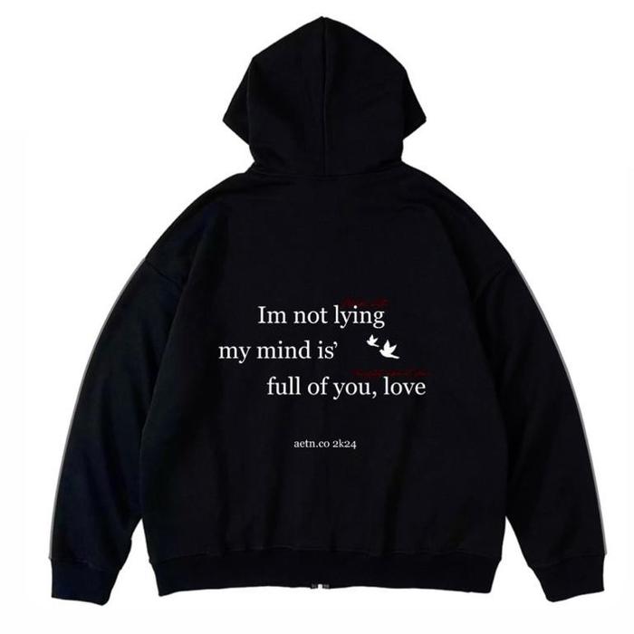 Hoodie Boxy Kiss Your Heart Black Satisfaction