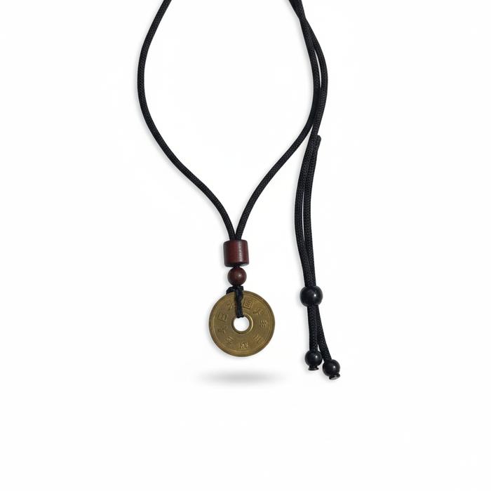 Kalung Koin Feng Shui Keberuntungan - Money Amulet Liontin Kuno Vintage - Kalung Pria Wanita Tali Ad