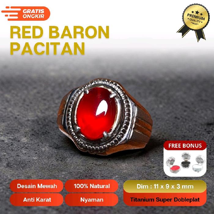 BATU AKIK RED BARON ASLI PACITAN | MODEL CINCIN SANGAT MEWAH | HARGA PROMO | RING TITANIUM SUPER | K