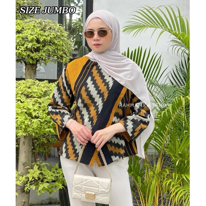 Blus tenun JUMBO Amalia Series Blus tenun blanket JUMBO Blus Etnik Wanita JUMBO baju kerja modern