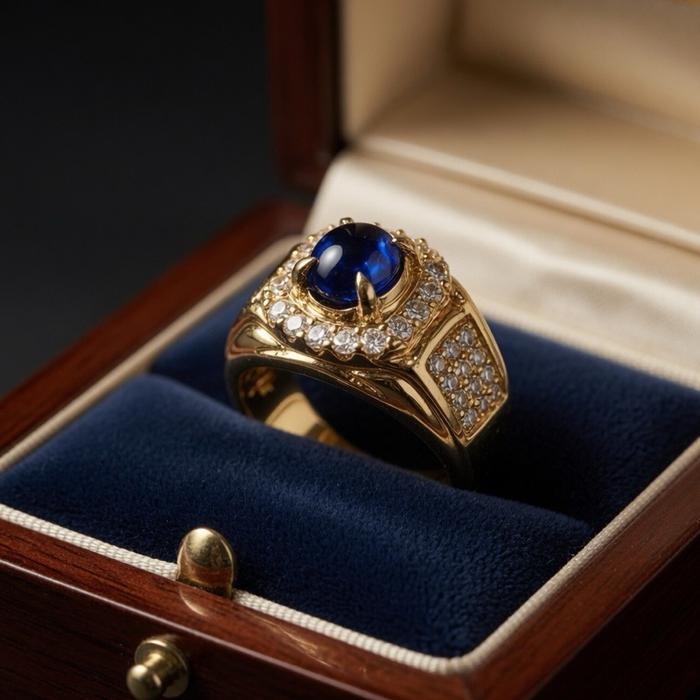 Batu Cincin Mustika Lipan Biru Size Kantoran - Perhiasan Elegan dengan Batu Biru Mewah - 6