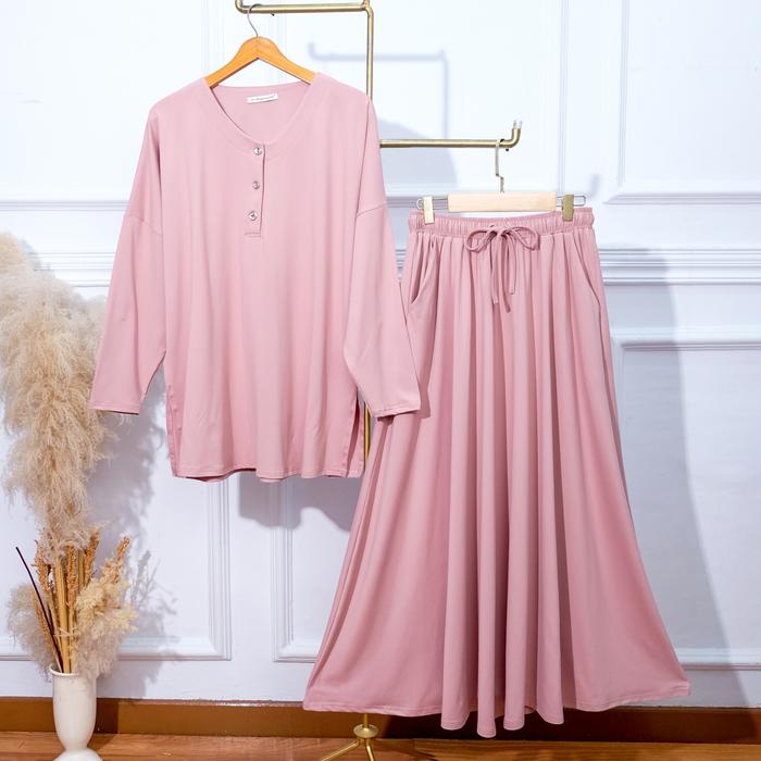 JV Hasanah Setelan Rayon Spandex Rok dan Kulot Jumbo - JV Hasanah Gamila Rayon Spandex Set Rok and C