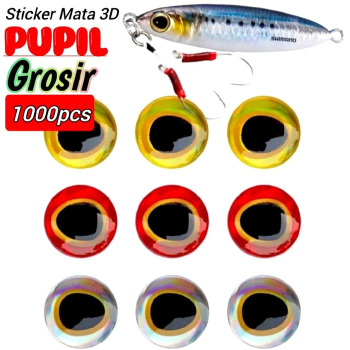 GROSIR 1000PC STICKER MATA IKAN PUPIL 3D STIKER JIG MAKER LURE MAKER [ACS3D09]