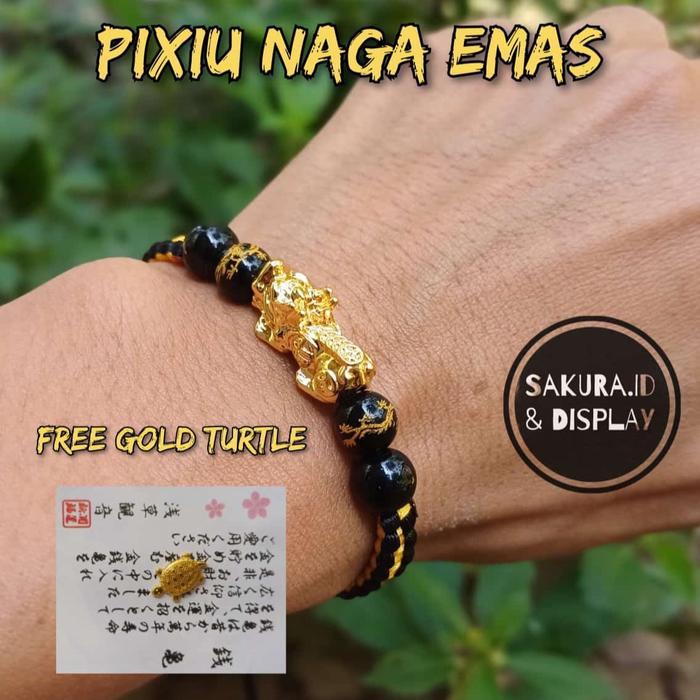 Gelang Pixiu Naga Emas | Pixiu Dragon Bracelet Free Kura-Kura Emas