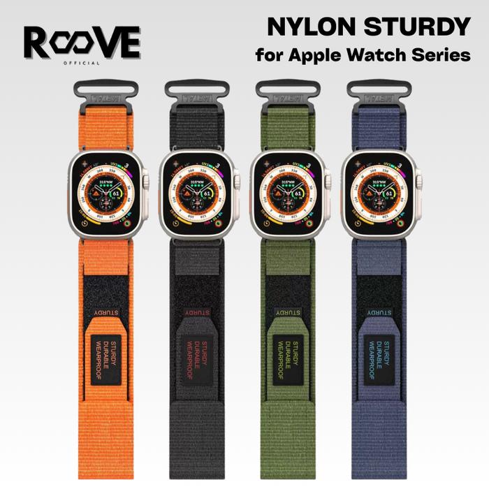 Roove Strap Canvas Sturdy Nylon Sport Kompatibel untuk Apple Watch Series 10 SE 9 8 7 6 5 4 3 ULTRA 