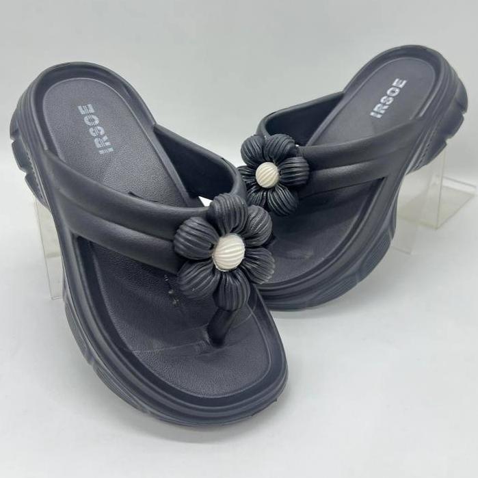 Irsoe 558 Sandal Wanita Jepit Bunga Remaja Dewasa Sandal Karet Hak Tebal Lentur Merek Irose Ukuran 3