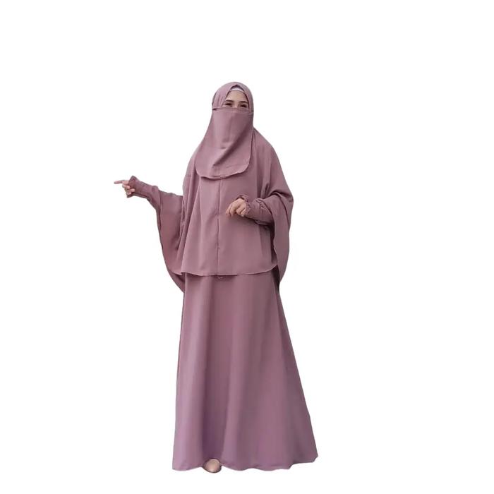 SET BASIC HIJAB SYARI NON PET Gamis Wanita Muslim Wolfis Khimar