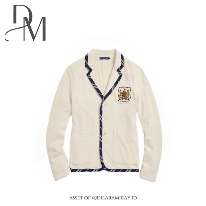 Ralph Lauren Label Authentic/Original Cotton Logo Crest Blazer in Ivory - Polo Ralph Lauren Co. Blaz