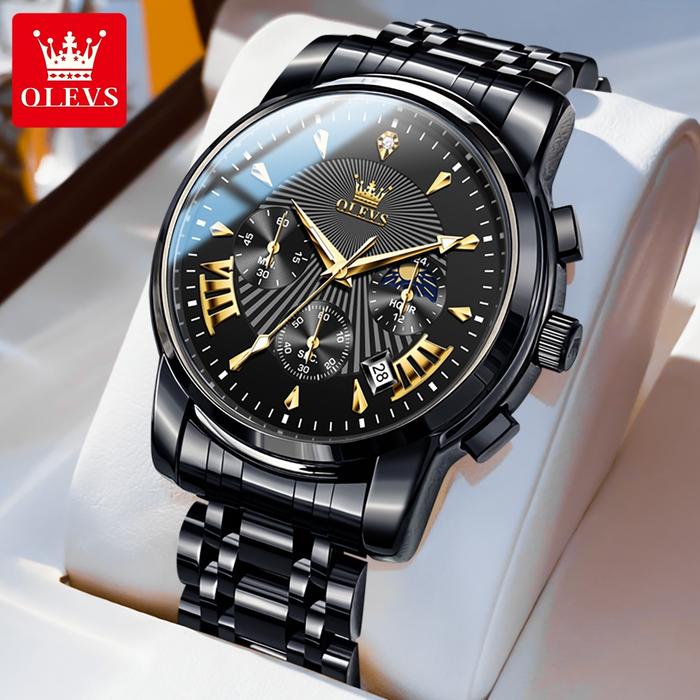 OLVES Jam tangan pria terbaru 2025 Jam tangan tahan air bercahaya pria Jam Tangan Kuarsa Stainless S
