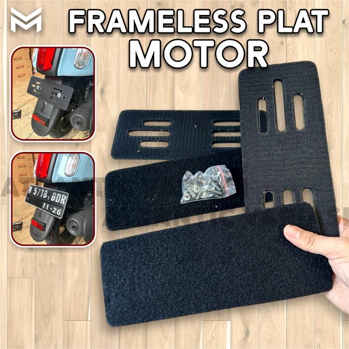 FRAMELESS PLATE DUDUKAN PLAT NOMOR UNIVERSAL FRAMELESSPLAT NOMOR 1 SET MOTOR ( CLEAN LOOK ) PLAT VAR