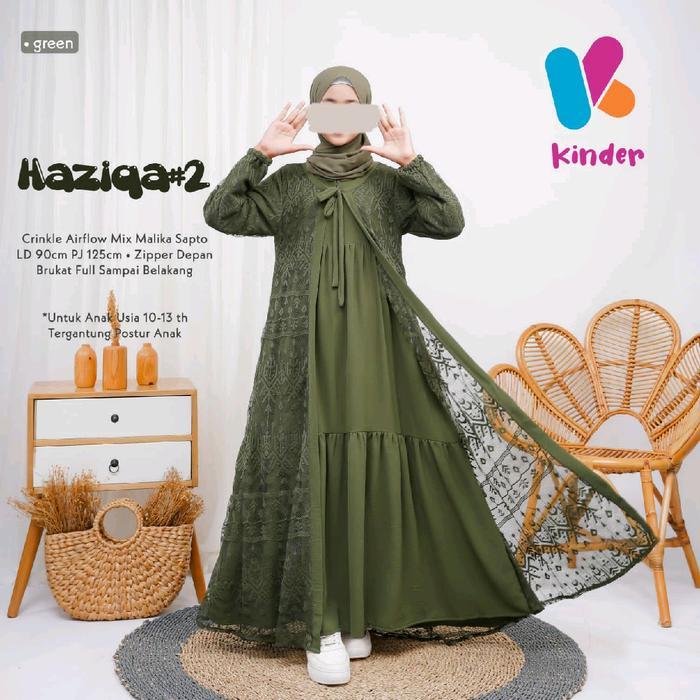 PREMIUM (READY) terjamin HAZIQA GAMIS CRINKLE MIX BRUKAT ANAK REMAJA 9-13 TAHUN terlaris