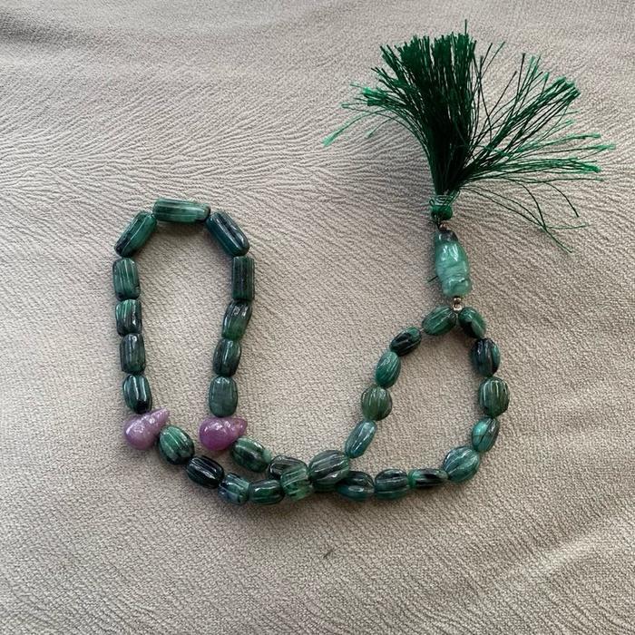Batu Zamrud Tasbih Batu Ruby Tasbih Natural Emerald Beryl Jamrud