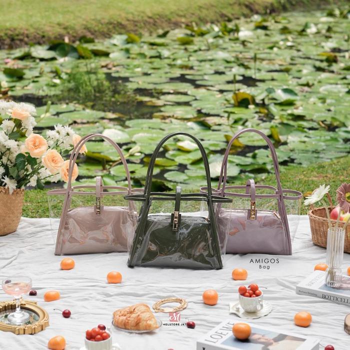 Damelia Melstore JKT Amigos Bag Tas Selempang Mika Wanita Transparan Stylish Free Pouch