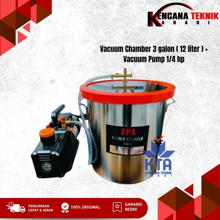 Vacuum Chamber 3 galon ( 12 liter ) + Vacuum Pump 1/4 hp