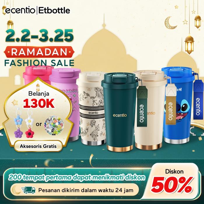 ~Harga Special~ [ Aksesoris] Ecentio 530ml tumbler minum aesthetic stainless steel 316 botol minum t