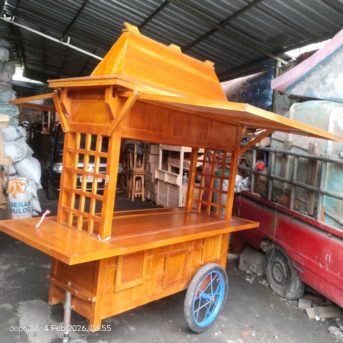 gerobak angkringan atap joglo roda 3