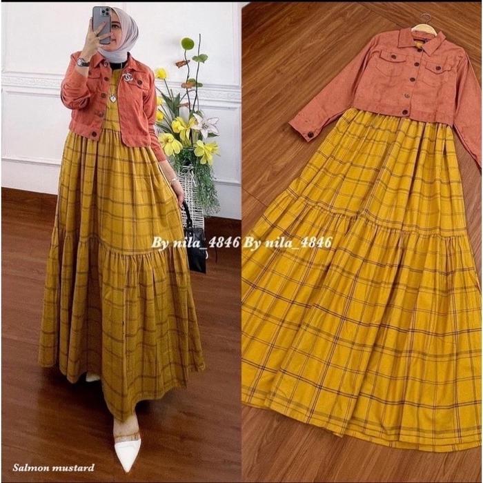 Set cardigan import / dress import Katun Muslim Gamis Setelan