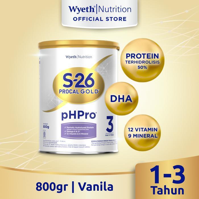 S-26 PROCAL GOLD pHPro 3 800g Susu Bubuk Formula Lanjutan