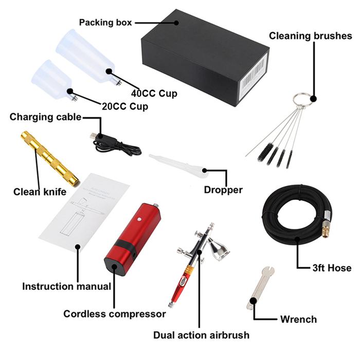 Airbrush Mini Nirkabel Portabel Pribadi dengan Kit Kompresor Mesin