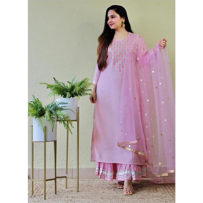 Cotton Kurtis Dupatta for Women Indian Wear Kurti Sharara Set