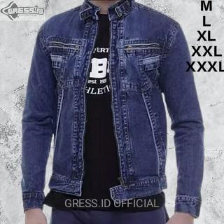 JAKET JEANS PRIA RESLETING OR ZIPPER DENIM FOR MEN KEREN BAHAN DENIM TEBAL 12 ONS GRESS.ID
